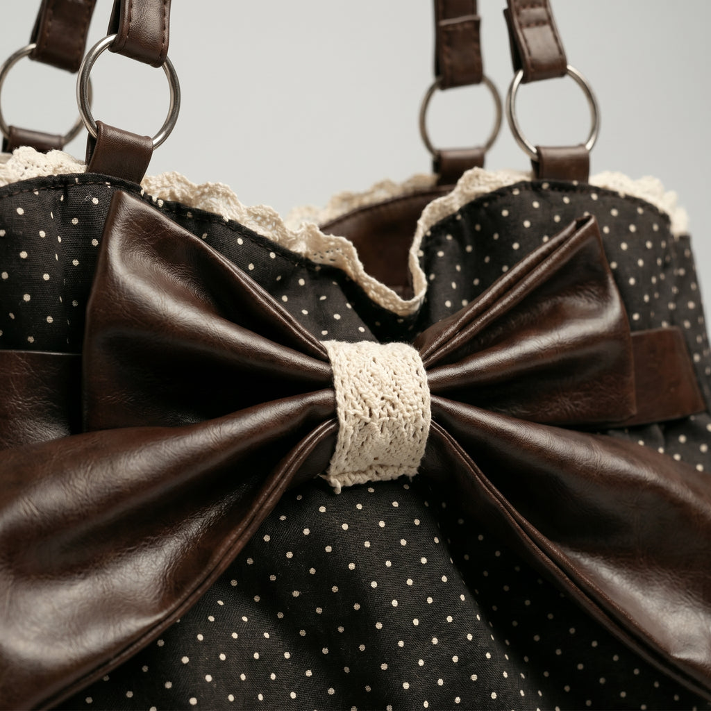 Vintage Polka Dot Bow Shoulder Bag
