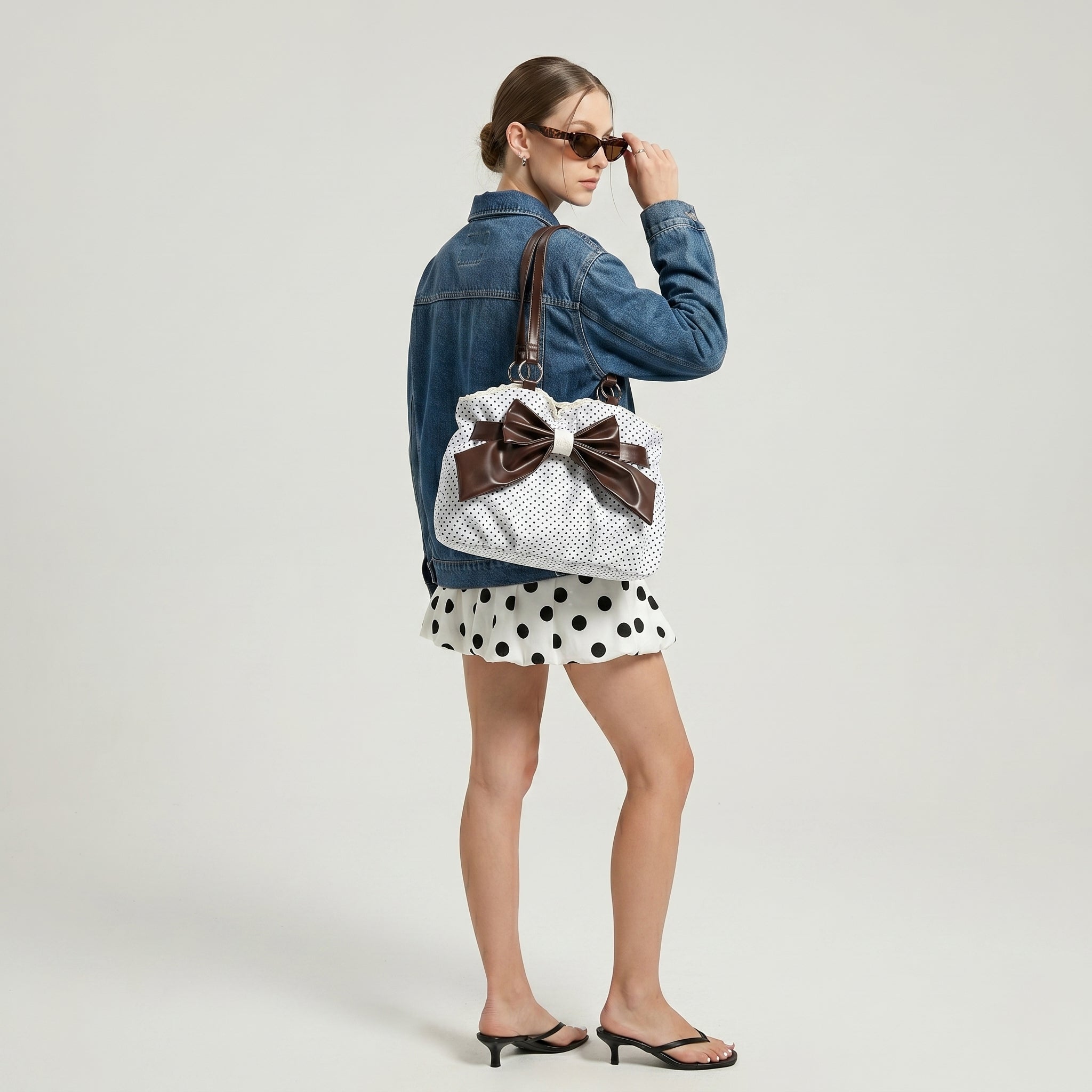 Vintage Polka Dot Bow Shoulder Bag